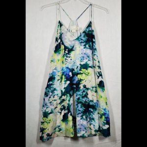 Cynthia Rowley 100% Silk Slip Dress Watercolor Print Lined with Pockets size 6